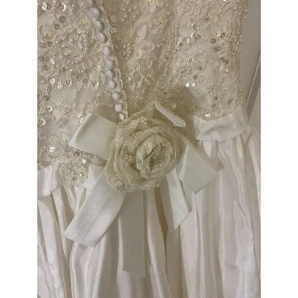 Vintage Min Cheri Women's Embellished Beaded Wedding Dress - Small - Picture 5 of 13